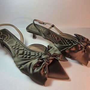 Elegant Satin Bow Slingback Heels